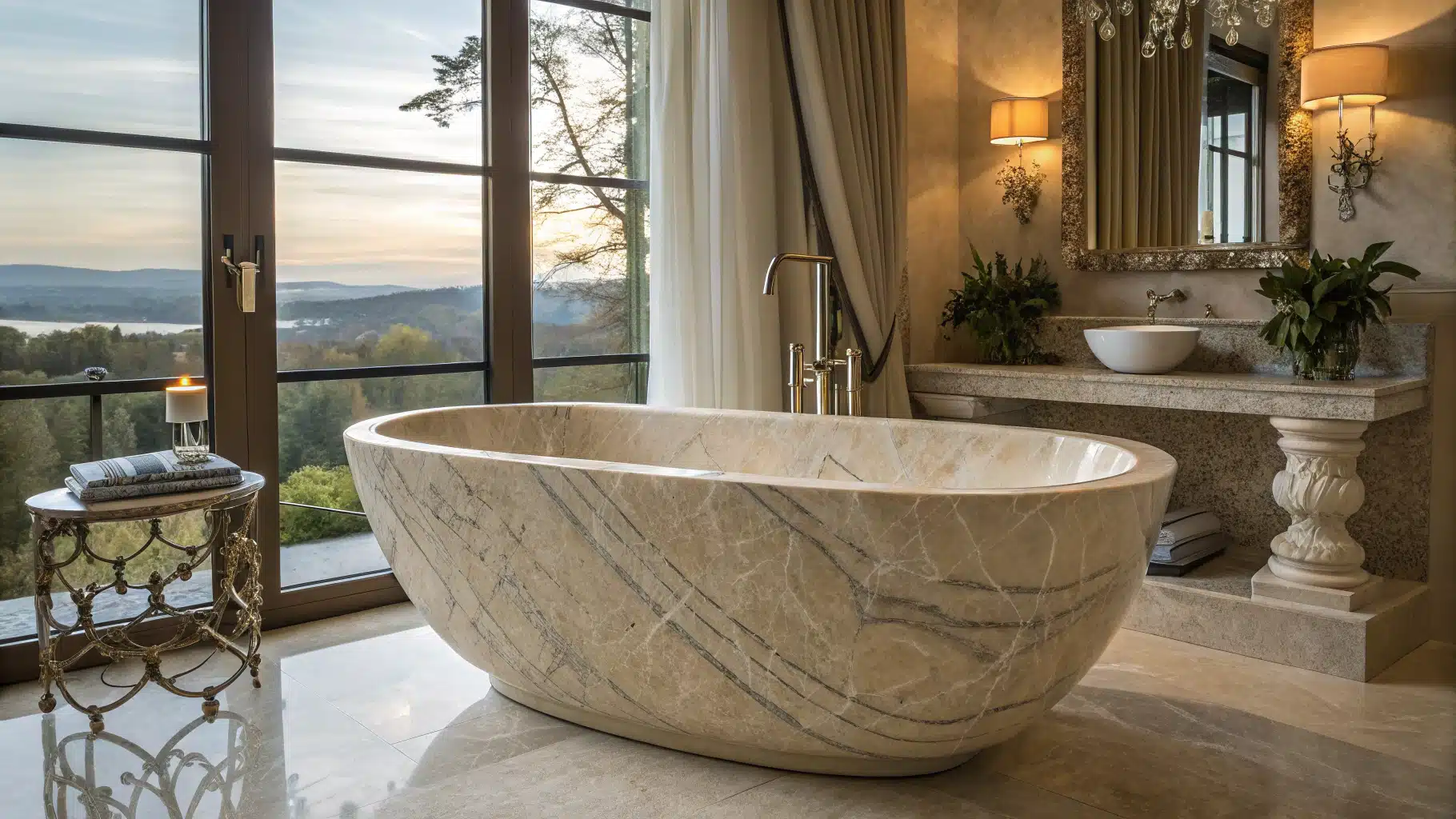baignoire pierre naturelle - Une baignoire en pierre naturelle pour un effet brut Une baignoire en pierre naturelle pour un effet brut